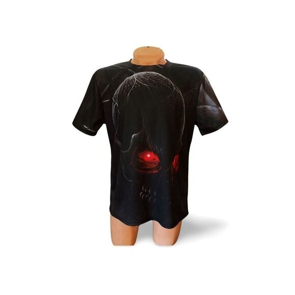 Men's Red-Eyed Skull T-Shirt - Large (42") - Punk, Festival - Picture 2 of 2